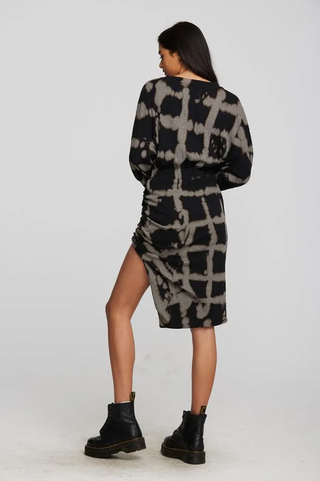 Womens Chaser Brand Dresses Recycled Vintage Rib Midi Dress With Shirring And Side Slit