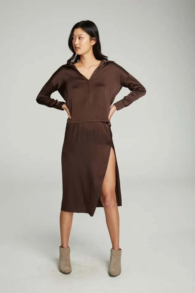 Womens Chaser Brand Dresses Side Slit Midi Skirt