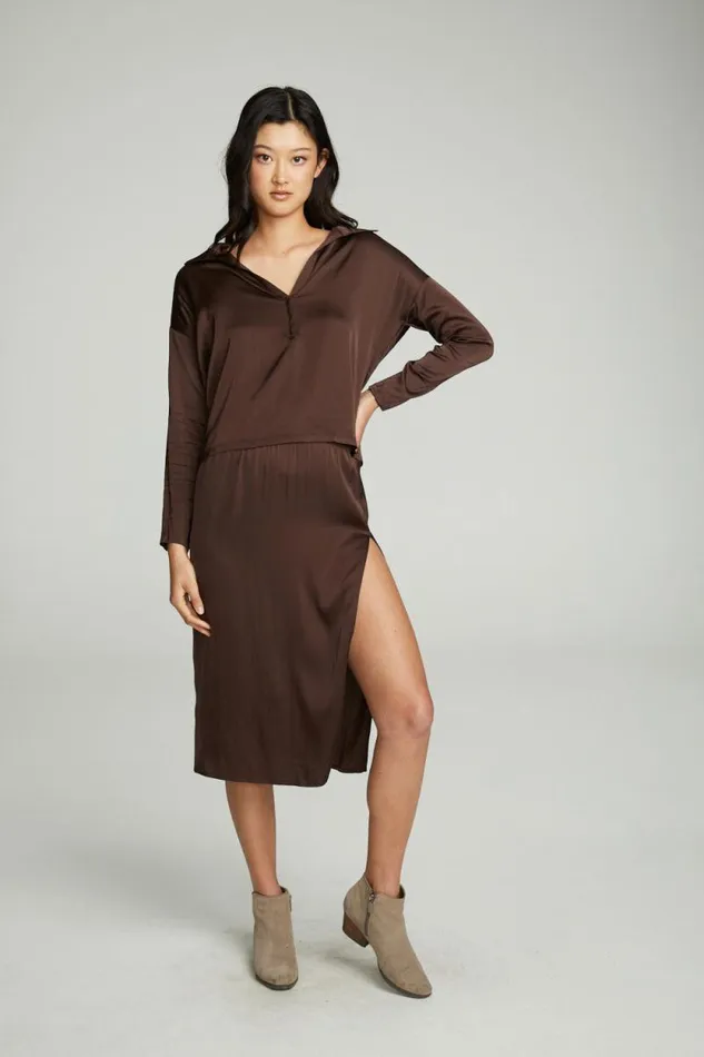 Womens Chaser Brand Dresses Side Slit Midi Skirt