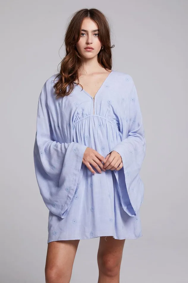 Womens Chaser Brand Dresses Waverly Faded Denim Blue Mini Dress