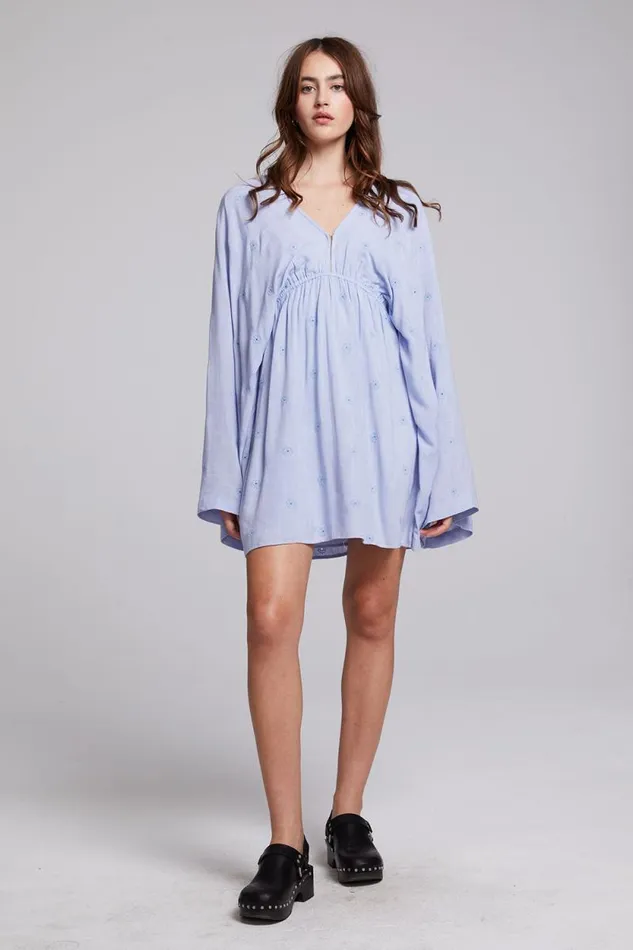 Womens Chaser Brand Dresses Waverly Faded Denim Blue Mini Dress
