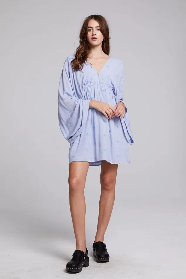 Womens Chaser Brand Dresses Waverly Faded Denim Blue Mini Dress