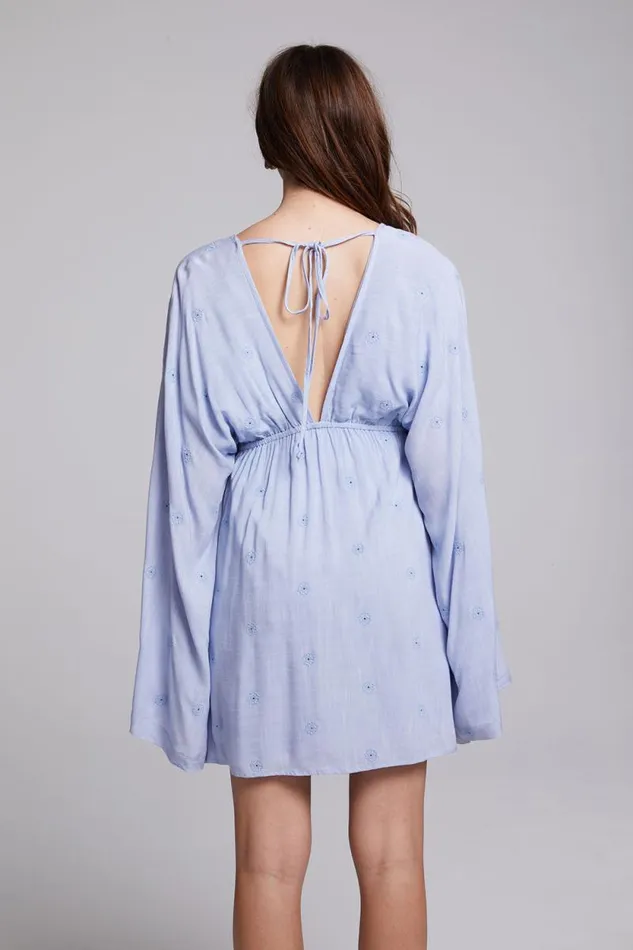 Womens Chaser Brand Dresses Waverly Faded Denim Blue Mini Dress