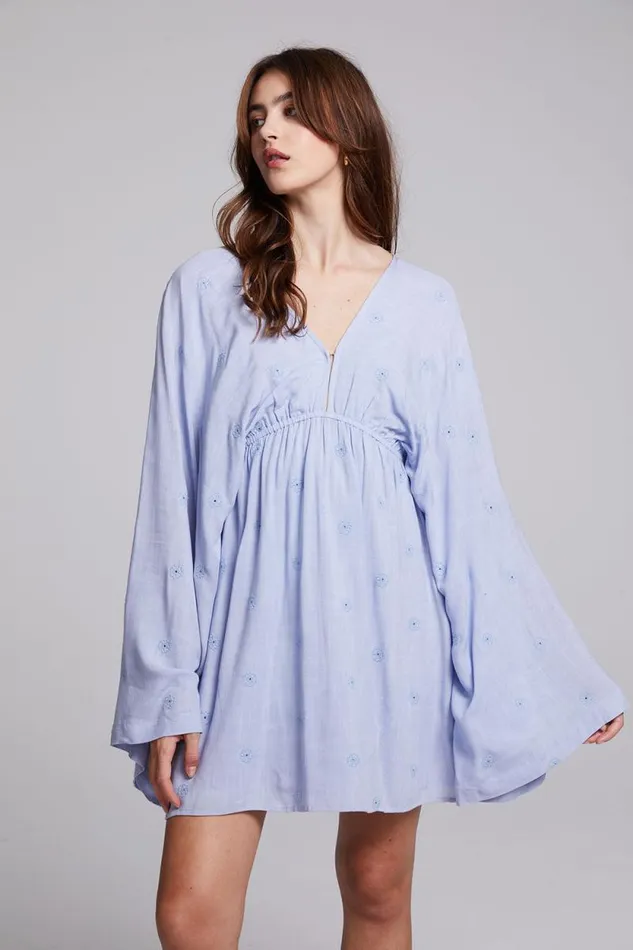 Womens Chaser Brand Dresses Waverly Faded Denim Blue Mini Dress