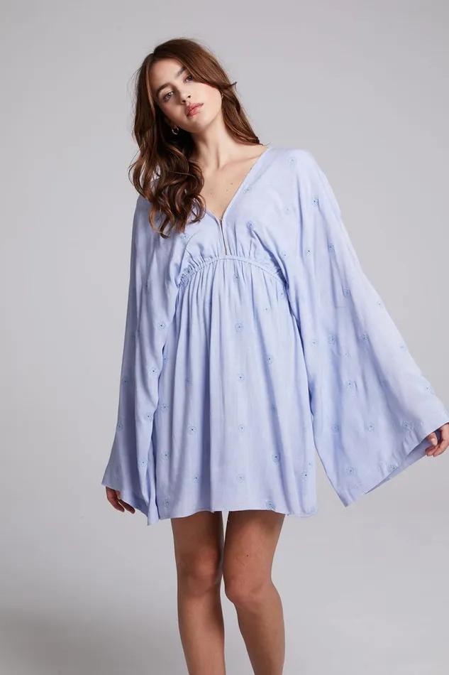 Womens Chaser Brand Dresses Waverly Faded Denim Blue Mini Dress