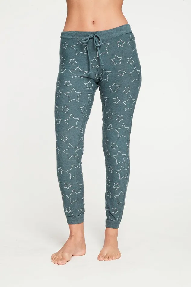 Womens Chaser Brand Graphics Silver Stars Pant