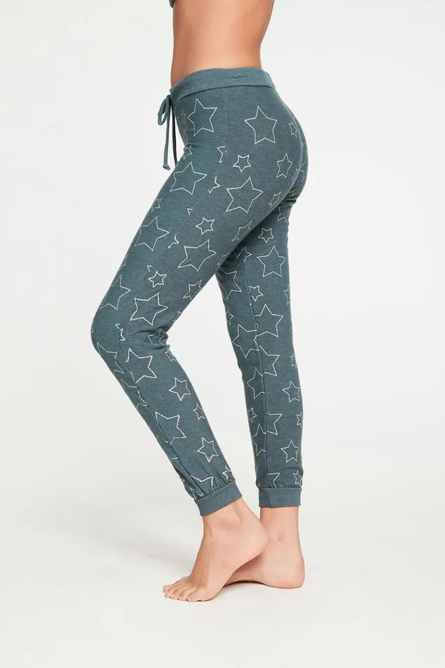 Womens Chaser Brand Graphics Silver Stars Pant