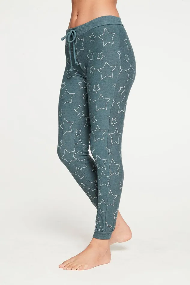 Womens Chaser Brand Graphics Silver Stars Pant