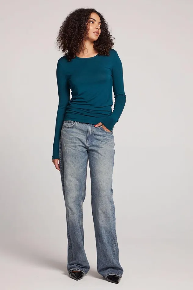 Womens Chaser Brand Loungewear Reeves Dark Sea Long Sleeve