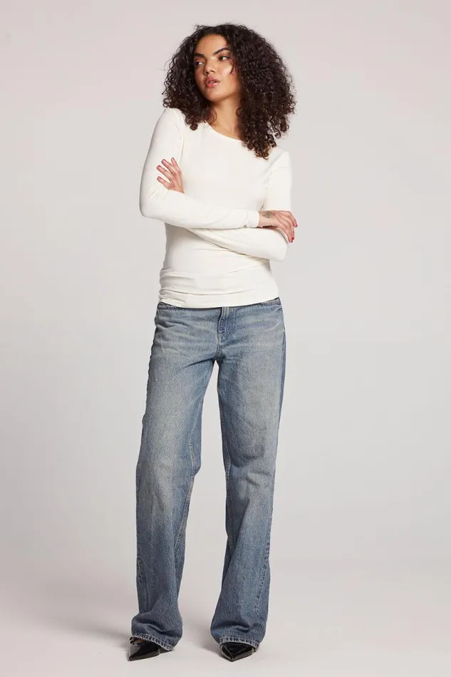 Womens Chaser Brand Loungewear Reeves Starry White Long Sleeve