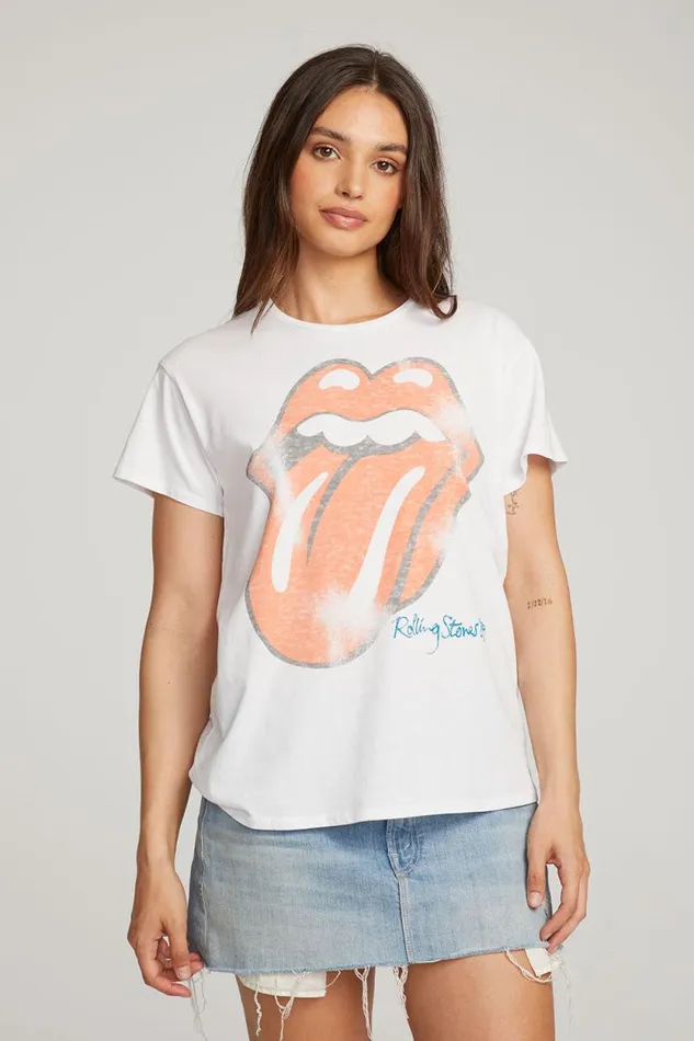 Womens Chaser Brand Music Rolling Stones Classic Logo Tee