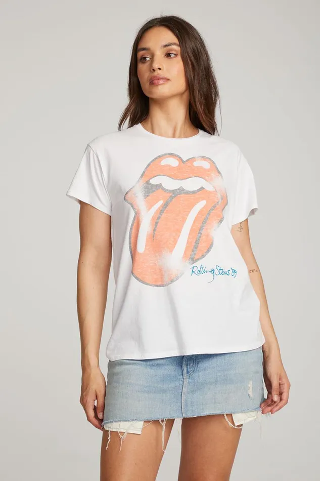 Womens Chaser Brand Music Rolling Stones Classic Logo Tee