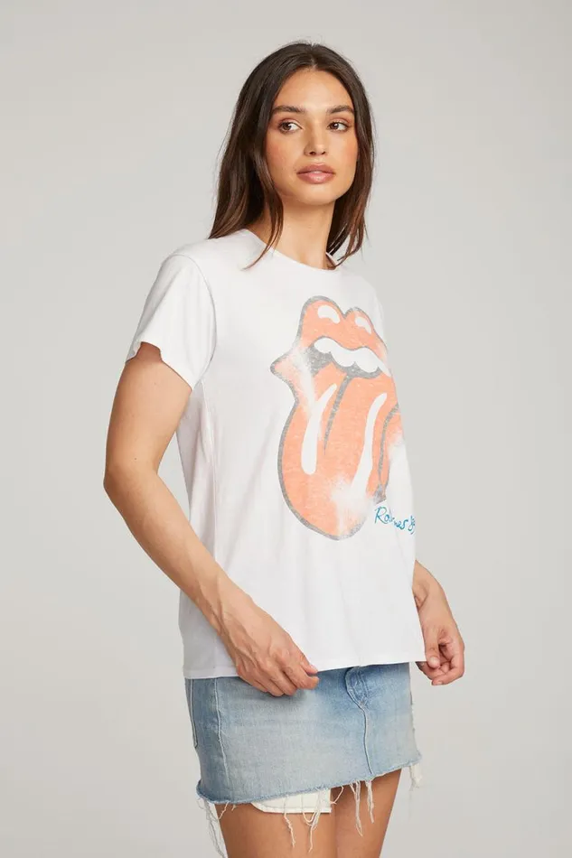 Womens Chaser Brand Music Rolling Stones Classic Logo Tee