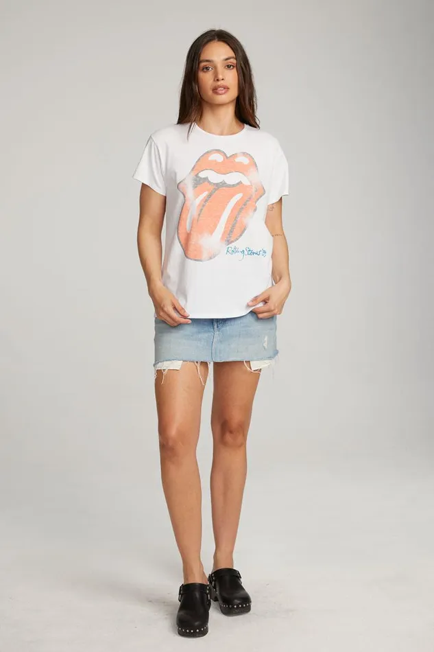 Womens Chaser Brand Music Rolling Stones Classic Logo Tee