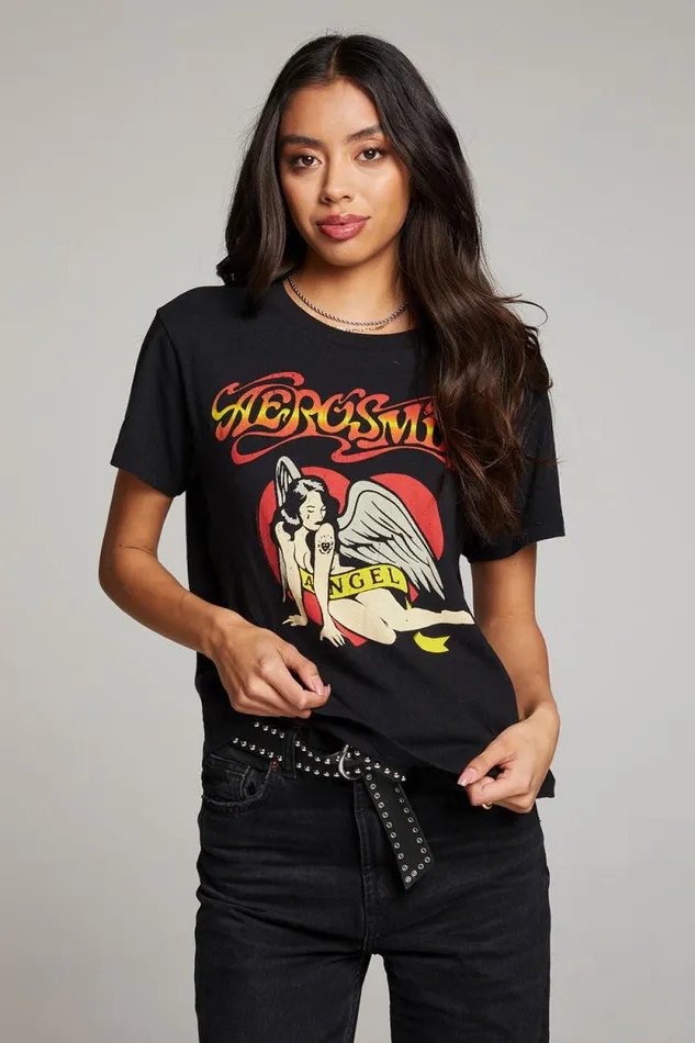 Womens Chaser Brand Tops Aerosmith Angel Tee