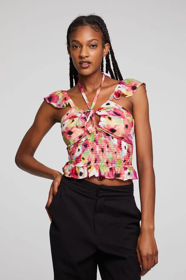 Womens Chaser Brand Tops Alessia Poppy Floral Blouse