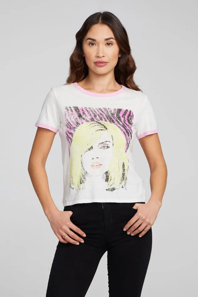 Womens Chaser Brand Tops Blondie Punk Poster Ringer Tee