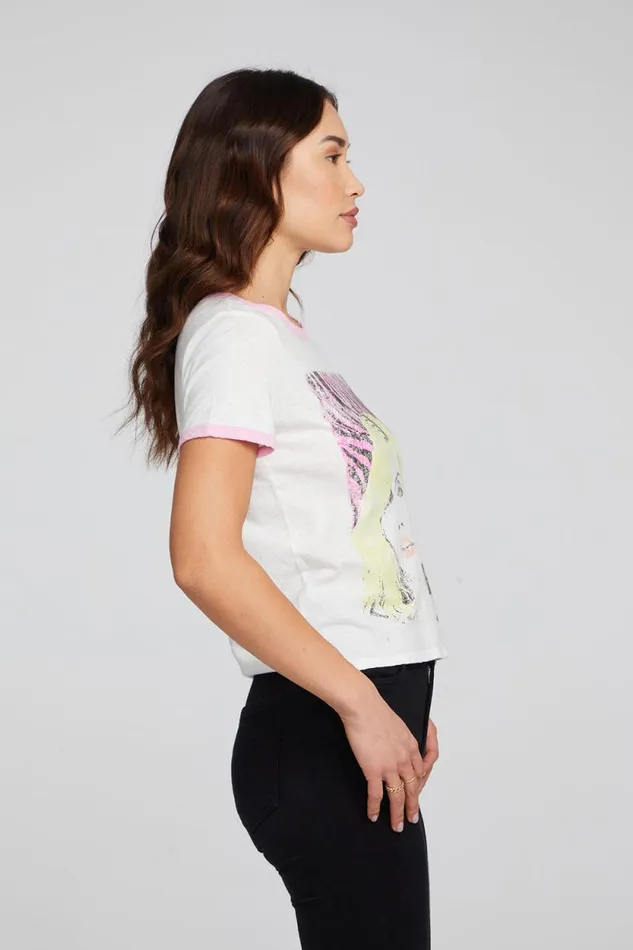 Womens Chaser Brand Tops Blondie Punk Poster Ringer Tee