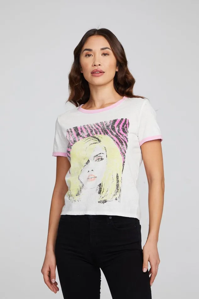 Womens Chaser Brand Tops Blondie Punk Poster Ringer Tee