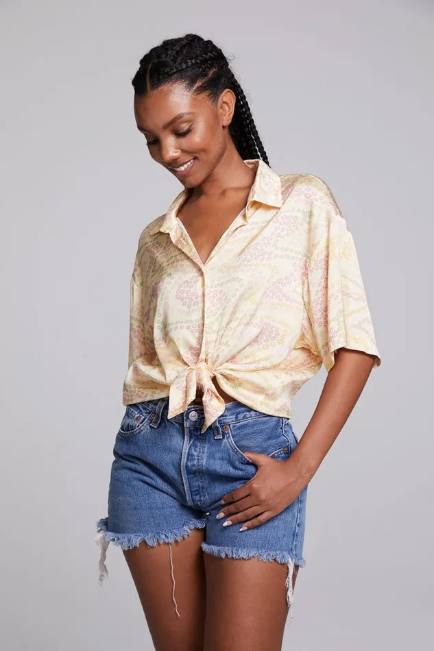 Womens Chaser Brand Tops Bocelli Vanilla Button Down