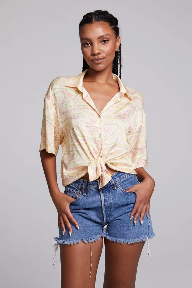 Womens Chaser Brand Tops Bocelli Vanilla Button Down