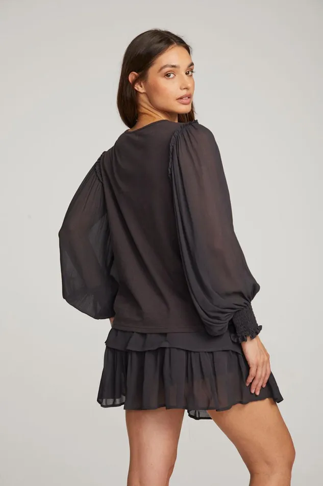 Womens Chaser Brand Tops Clyde Licorice Blouse