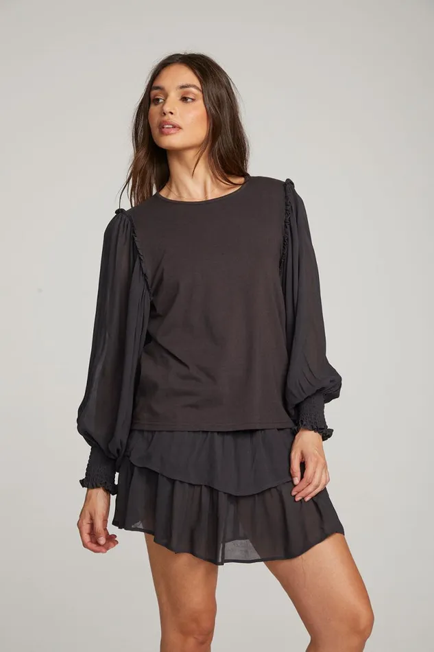 Womens Chaser Brand Tops Clyde Licorice Blouse