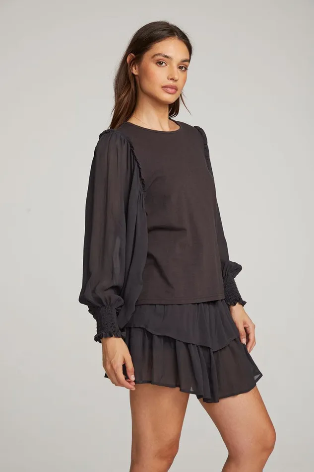 Womens Chaser Brand Tops Clyde Licorice Blouse