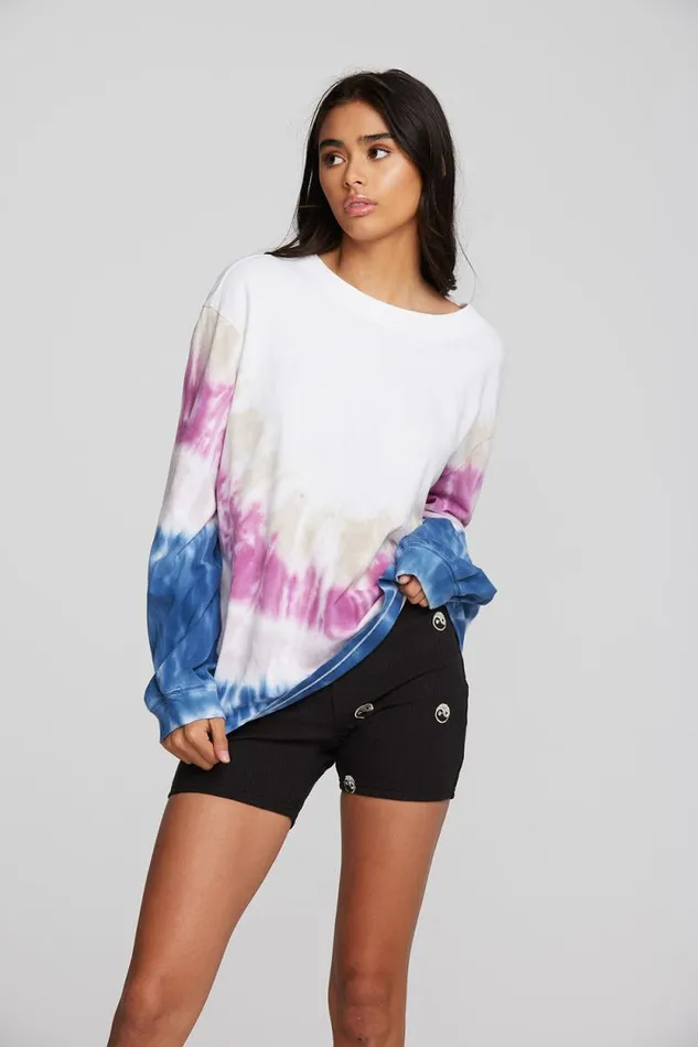 Womens Chaser Brand Tops Coast Cotton Jersey Long Sleeve Tee With Blousant Sleeves And Rib