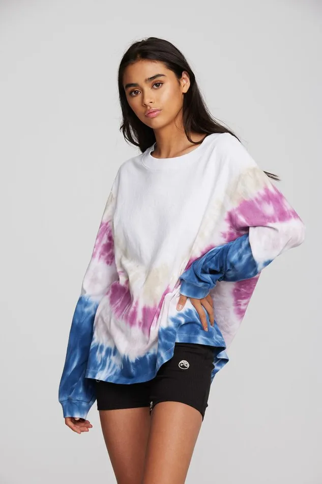 Womens Chaser Brand Tops Coast Cotton Jersey Long Sleeve Tee With Blousant Sleeves And Rib