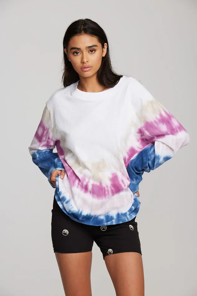 Womens Chaser Brand Tops Coast Cotton Jersey Long Sleeve Tee With Blousant Sleeves And Rib