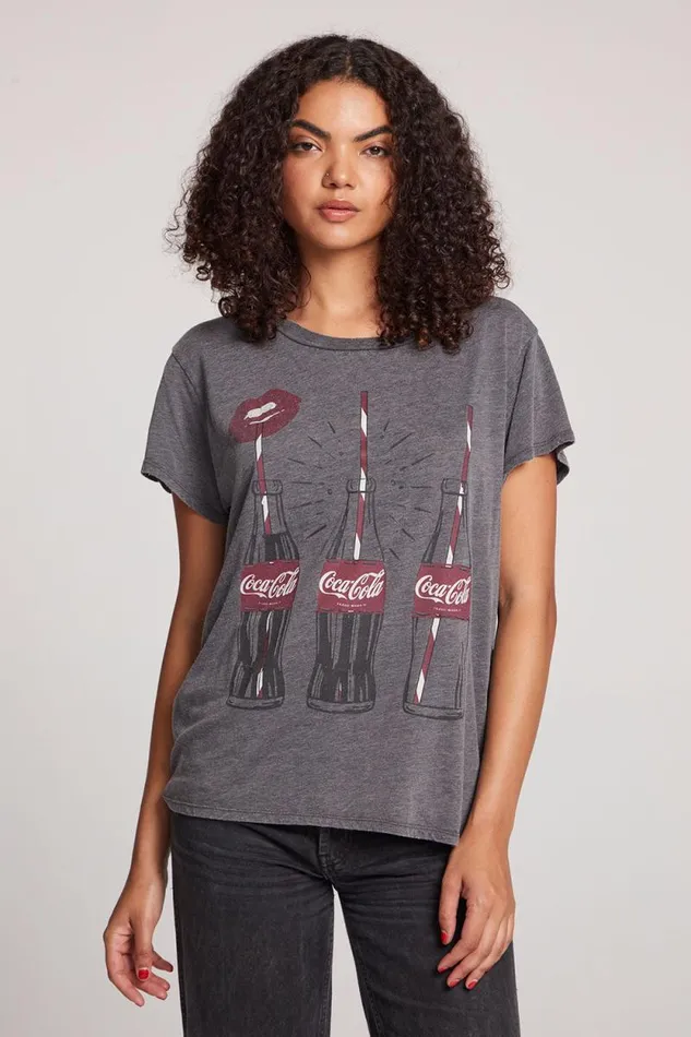 Womens Chaser Brand Tops Coca Cola Kiss Tee