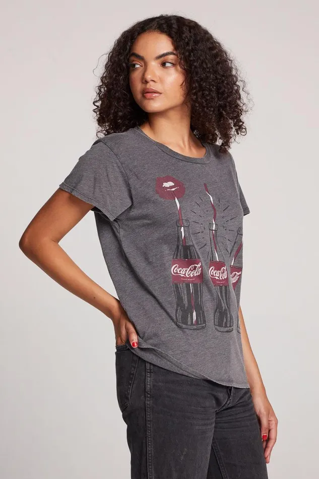 Womens Chaser Brand Tops Coca Cola Kiss Tee