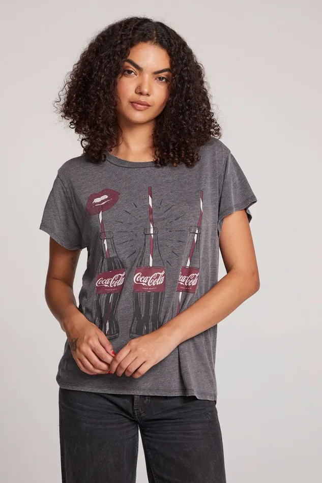 Womens Chaser Brand Tops Coca Cola Kiss Tee