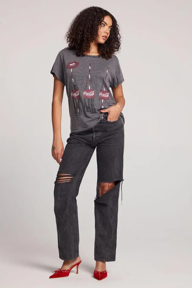 Womens Chaser Brand Tops Coca Cola Kiss Tee