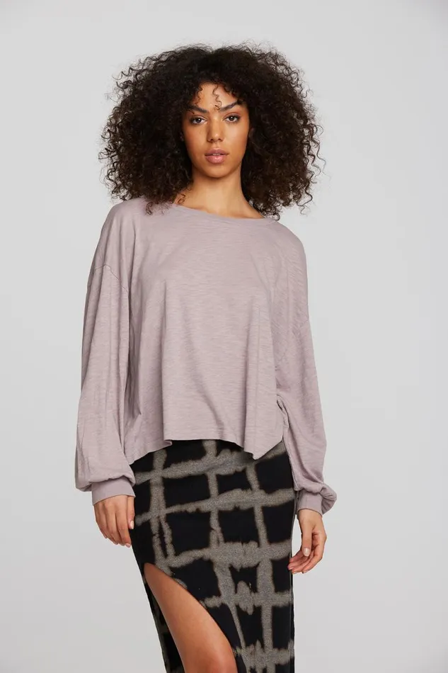 Womens Chaser Brand Tops Gauze Jersey Long Sleeve Tee