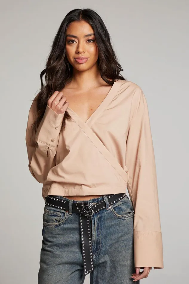 Womens Chaser Brand Tops Haleyy Warm Taupe Blouse
