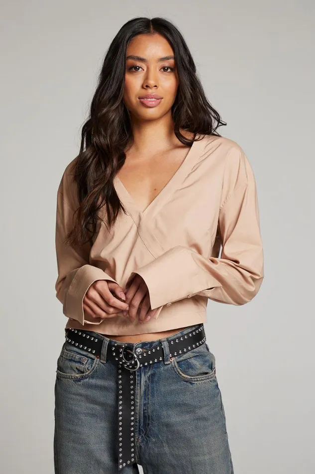 Womens Chaser Brand Tops Haleyy Warm Taupe Blouse