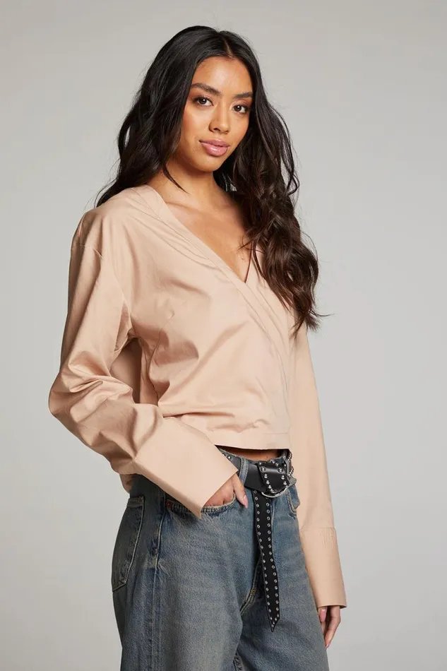 Womens Chaser Brand Tops Haleyy Warm Taupe Blouse