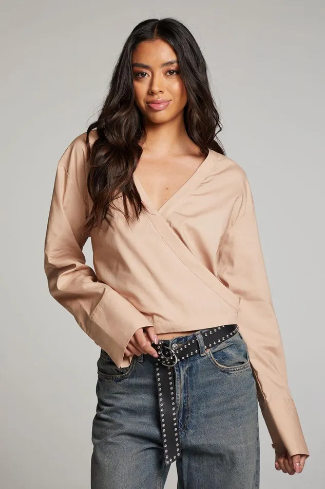 Womens Chaser Brand Tops Haleyy Warm Taupe Blouse