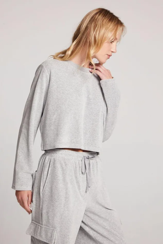 Womens Chaser Brand Tops Impala Light Heather Grey Long Sleeve Tee