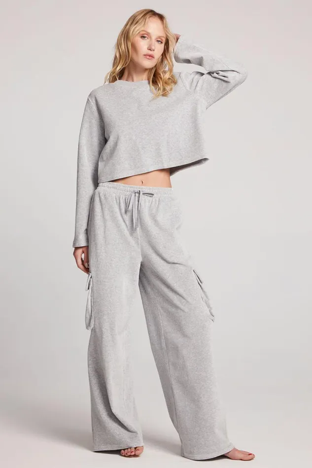 Womens Chaser Brand Tops Impala Light Heather Grey Long Sleeve Tee