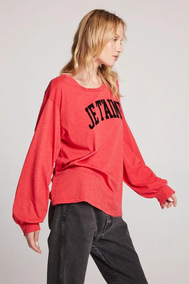 Womens Chaser Brand Tops Je Taime Long Sleeve
