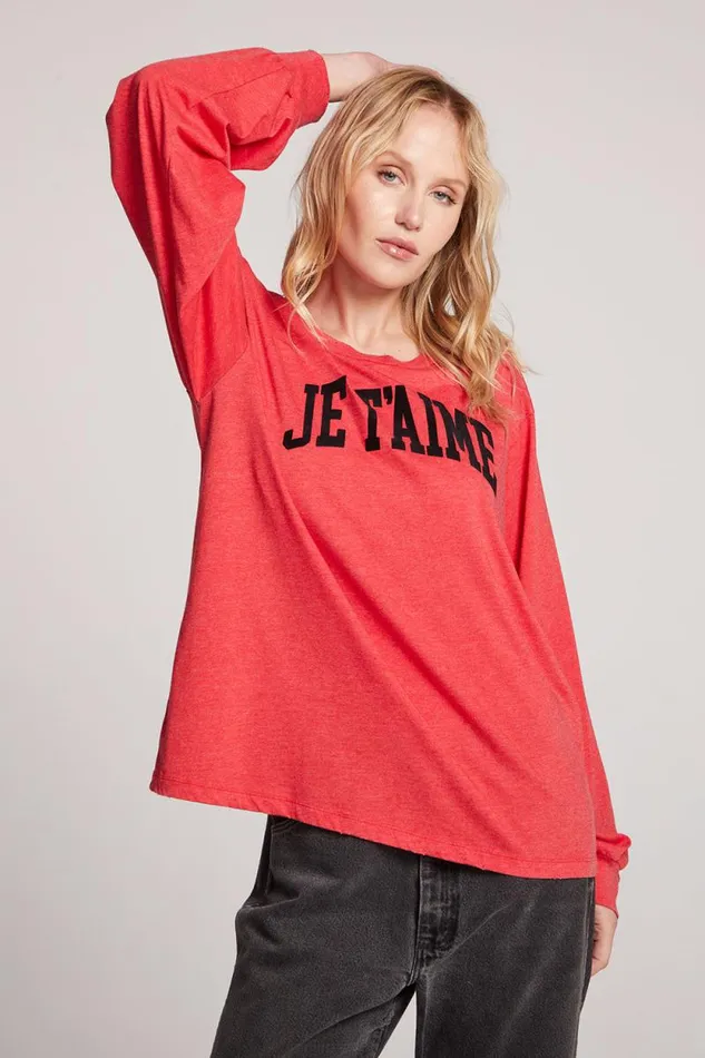 Womens Chaser Brand Tops Je Taime Long Sleeve