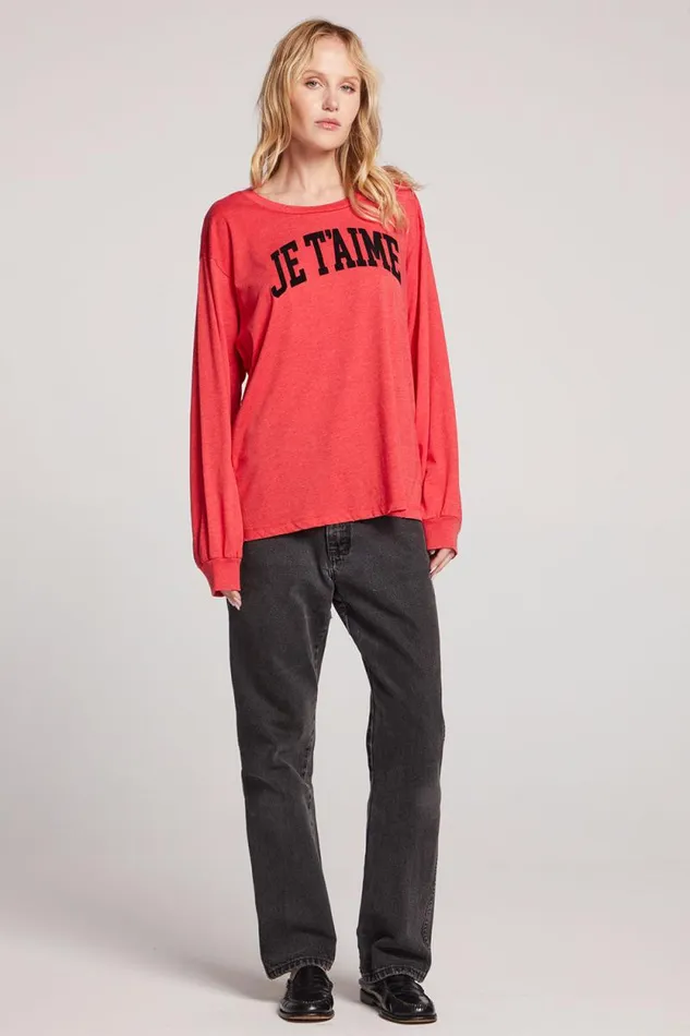 Womens Chaser Brand Tops Je Taime Long Sleeve