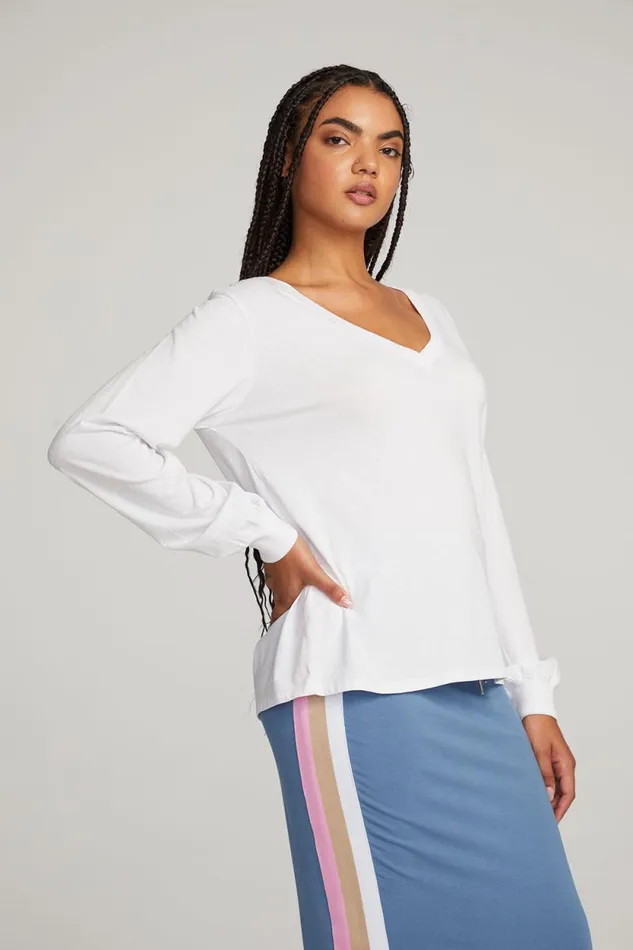 Womens Chaser Brand Tops Kara White Long Sleeve
