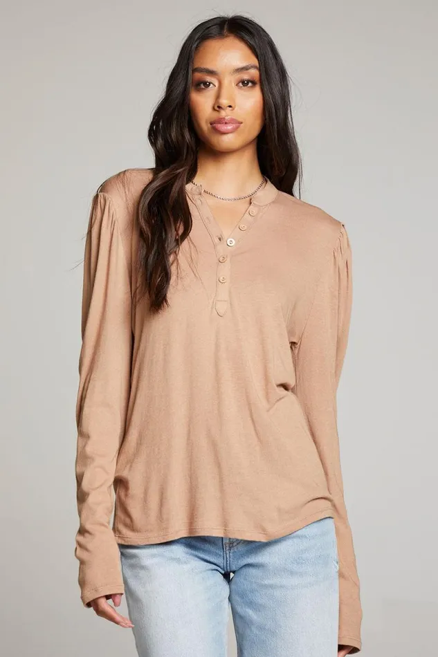 Womens Chaser Brand Tops Lotus Warm Taupe Long Sleeve