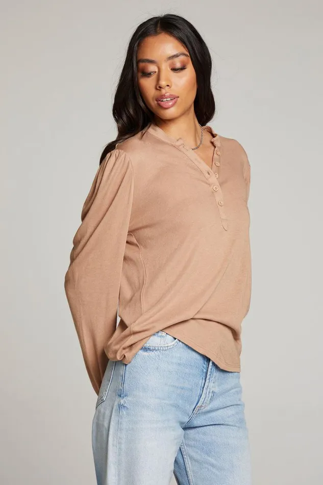 Womens Chaser Brand Tops Lotus Warm Taupe Long Sleeve
