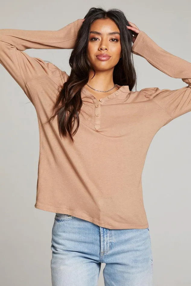 Womens Chaser Brand Tops Lotus Warm Taupe Long Sleeve