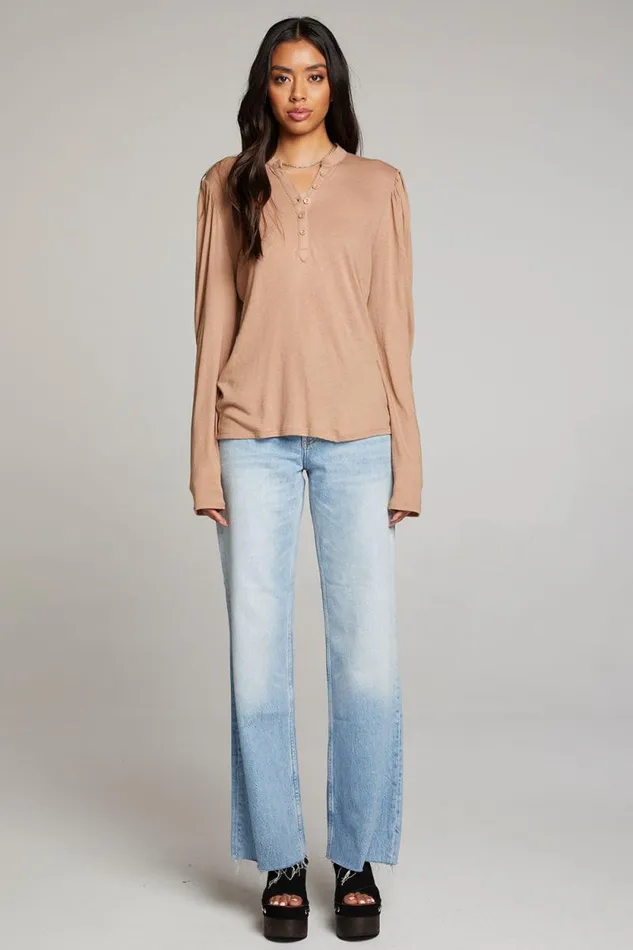 Womens Chaser Brand Tops Lotus Warm Taupe Long Sleeve